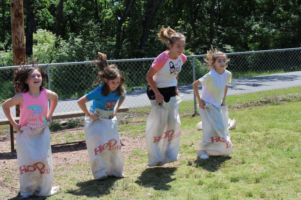 girls sack racing